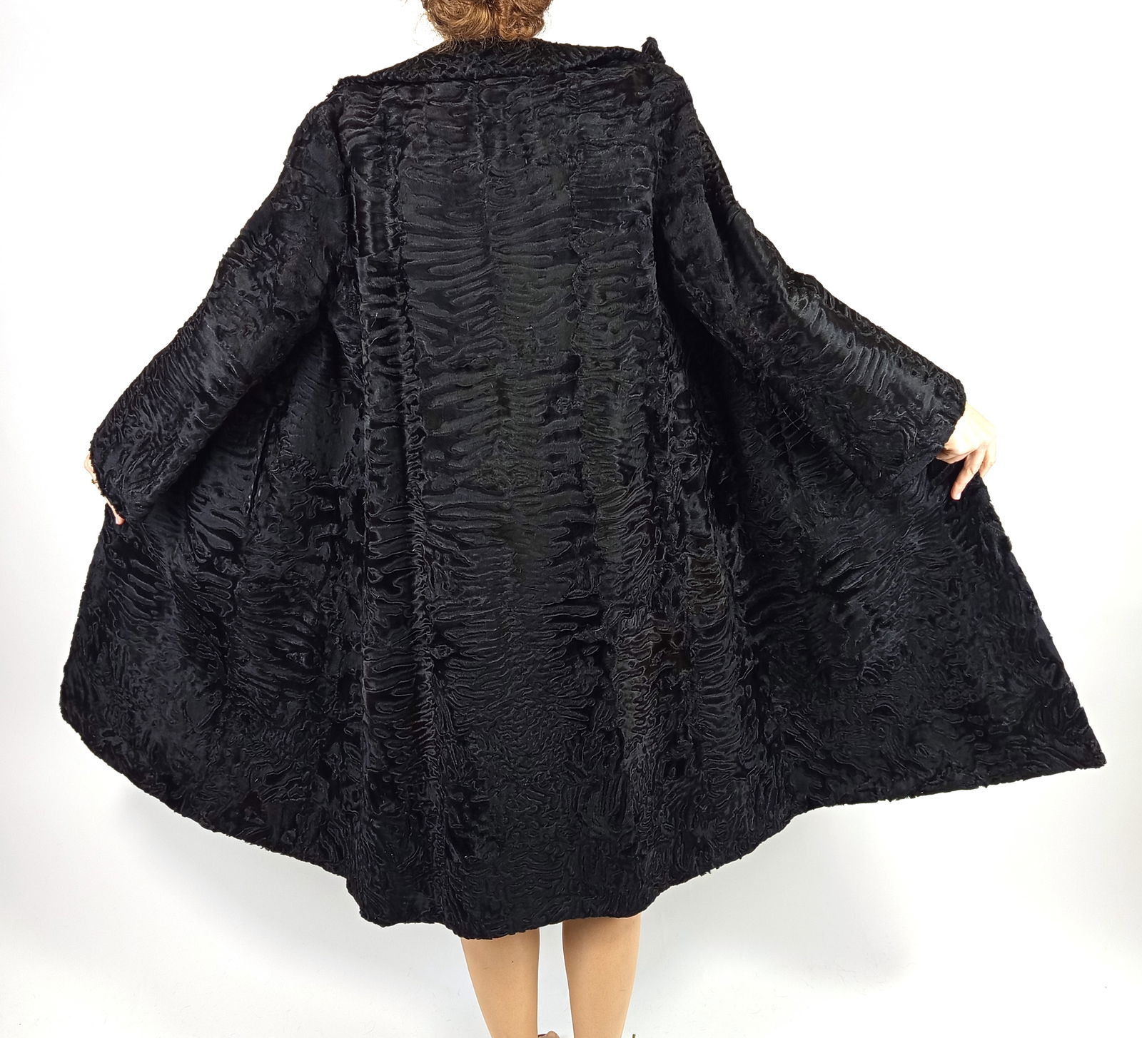 BLACK PERSIAN LAMB FUR COAT EU: XL ; US: 18 (1 of 10)