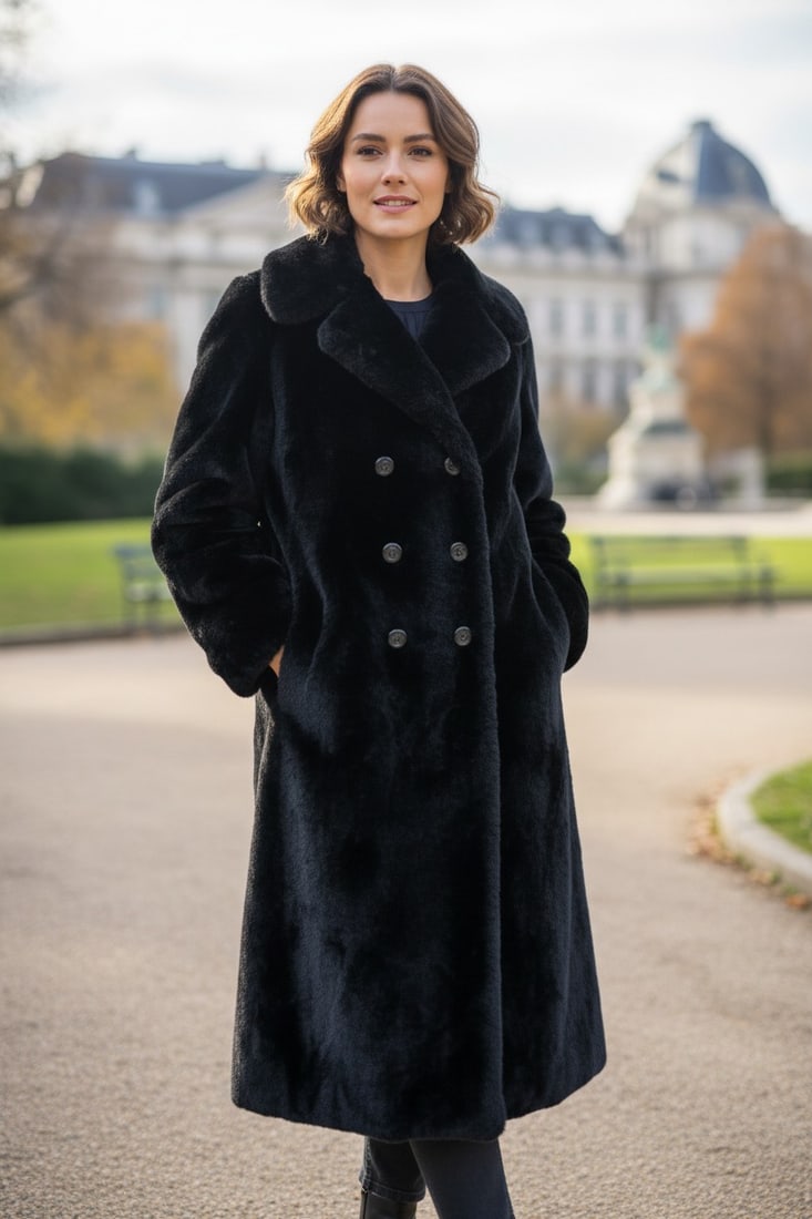 BLACK SHEARED LAPIN FUR COAT EU: M; US: 10 - 2