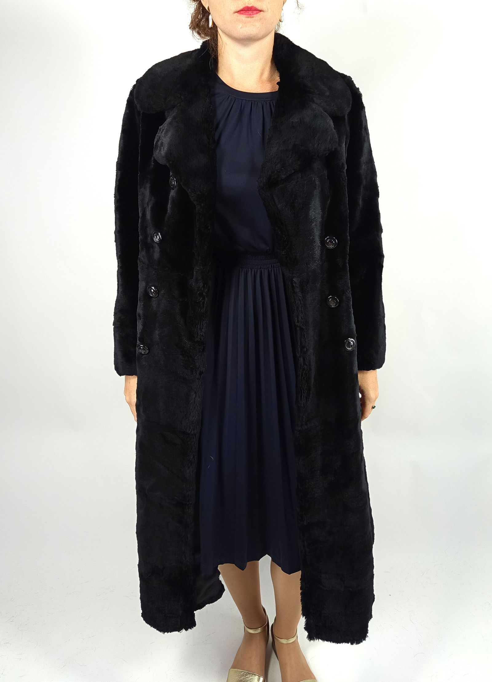 BLACK SHEARED LAPIN FUR COAT EU: M; US: 10 - 5