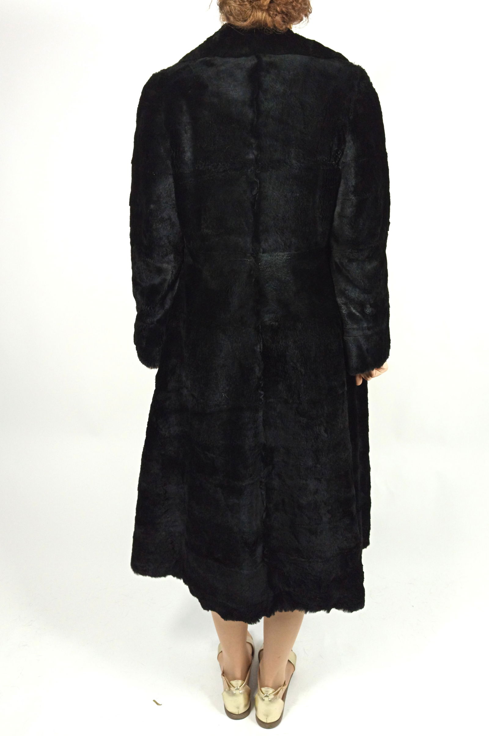 BLACK SHEARED LAPIN FUR COAT EU: M; US: 10 - 7
