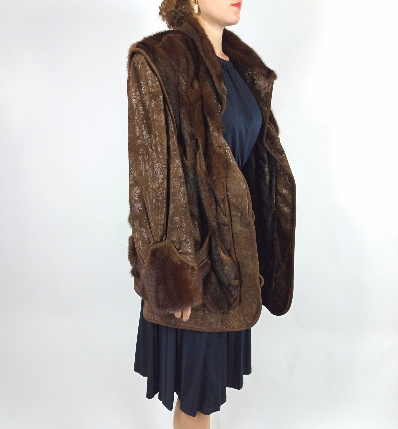 BROWN MINK JACKET EU: XXL ; US: 22 - 4
