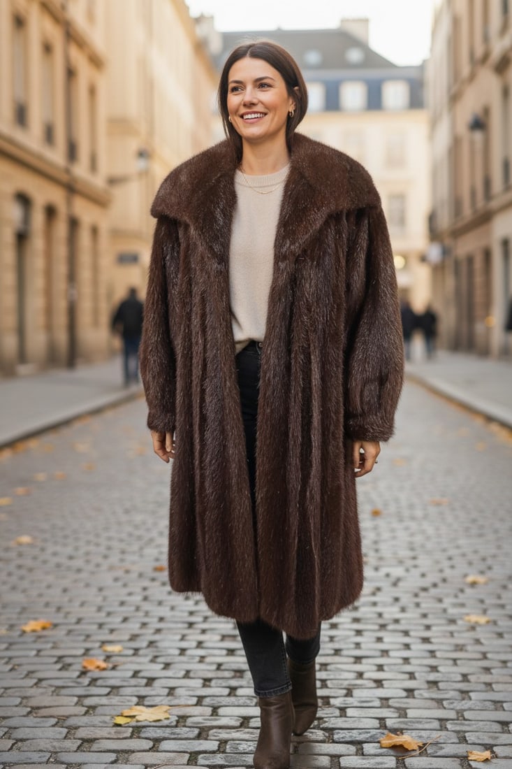 SHEARED NUTRIA FUR COAT EU: XL ; US: 20 - 2