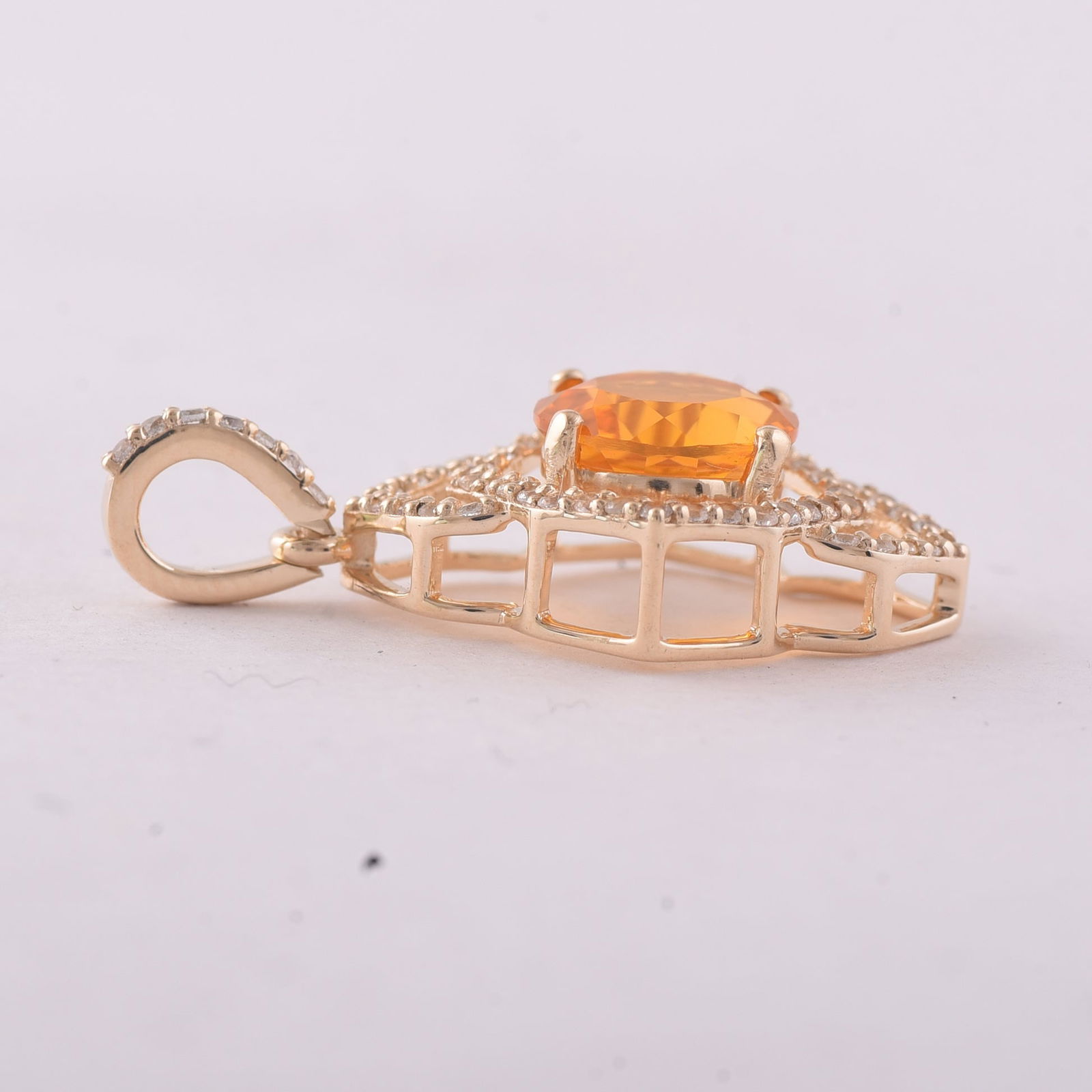 1.04 Ct Round Br.Opal 9K Gold Pendant - 4