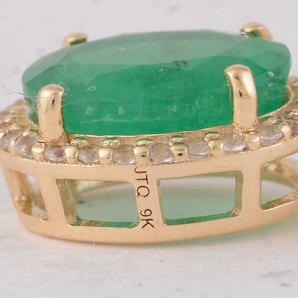 1.65 Ct Oval Emerald 9K Gold Pendant - 5