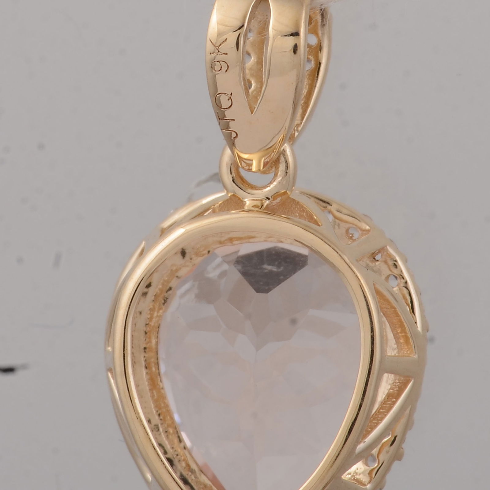 2.57 Ct Pear Morganite 9K Gold Pendant - 5