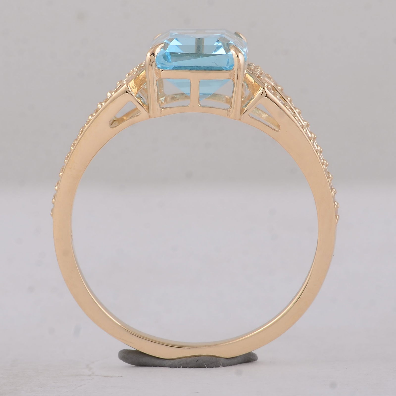 3.04 Ct Octagon Blue Topaz 9K Gold Ring - 3
