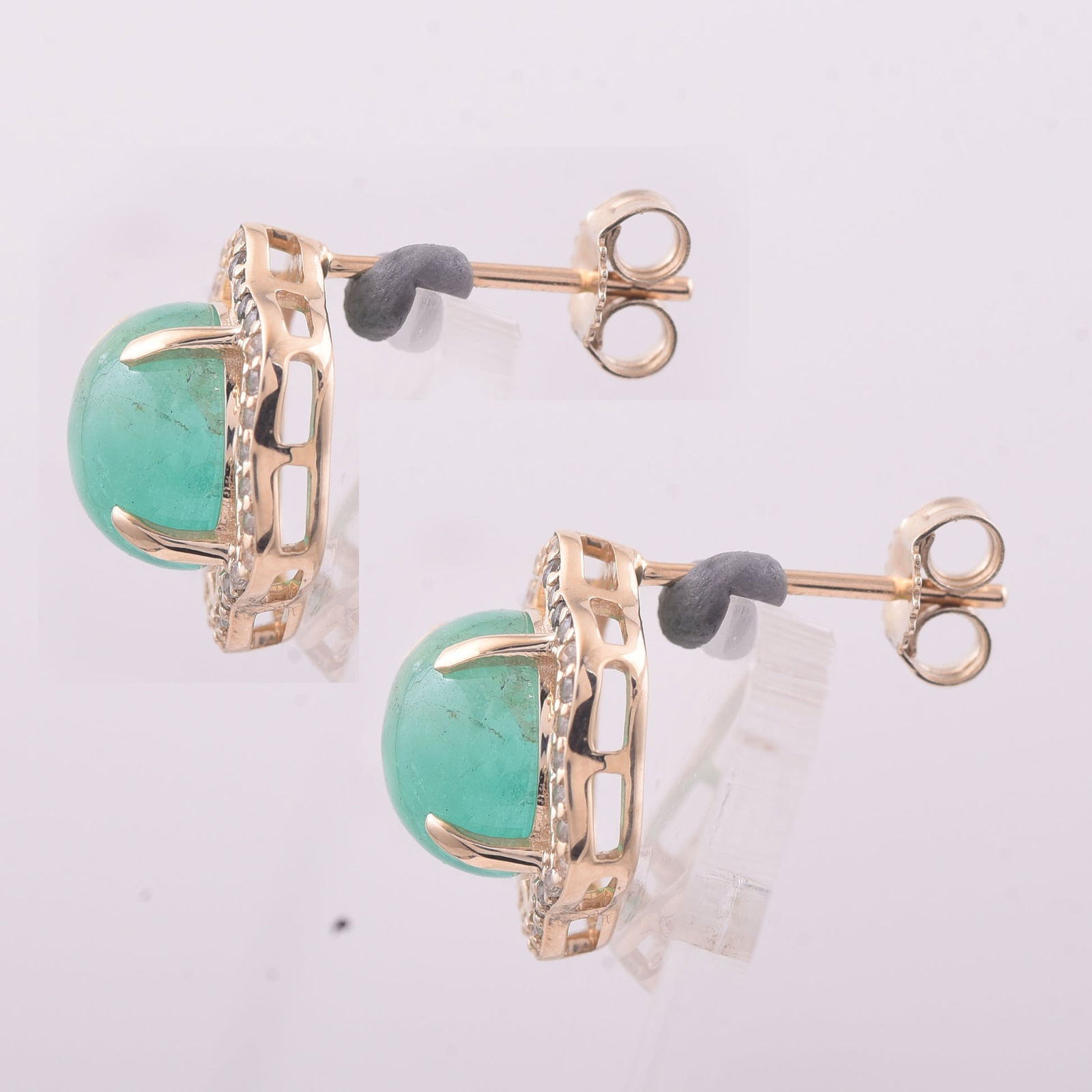 5.12 Ct Round Emerald 9K Gold Earrings - 4