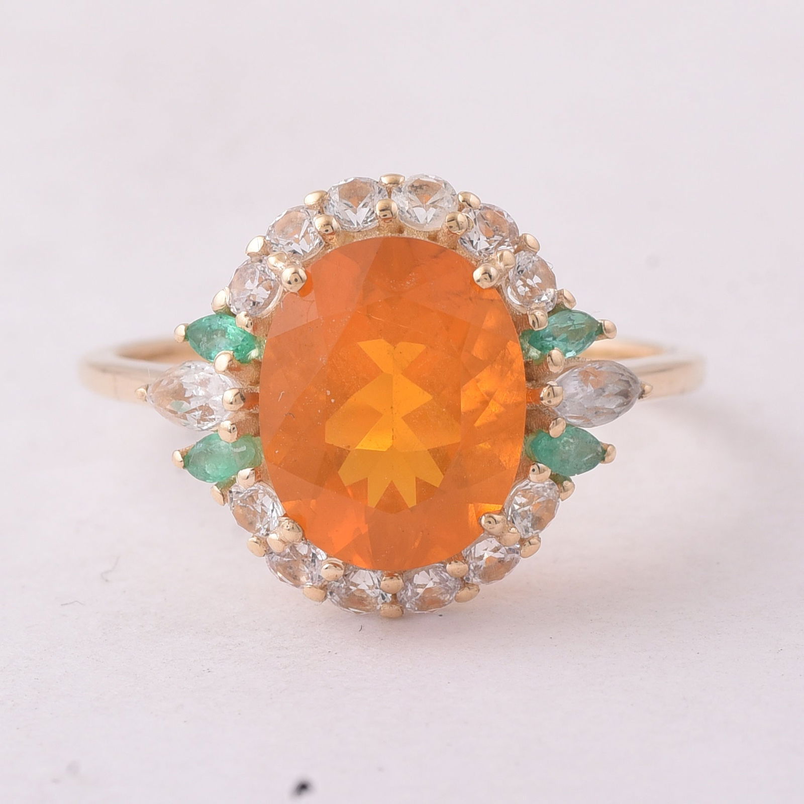2.50 Ct Oval Fire Opal 9K Gold Ring (1 of 5)