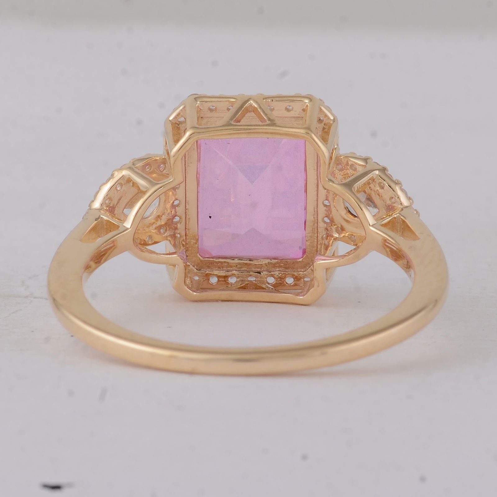 3.57 Ct Octagon Pink Topaz 9K Gold Ring - 4
