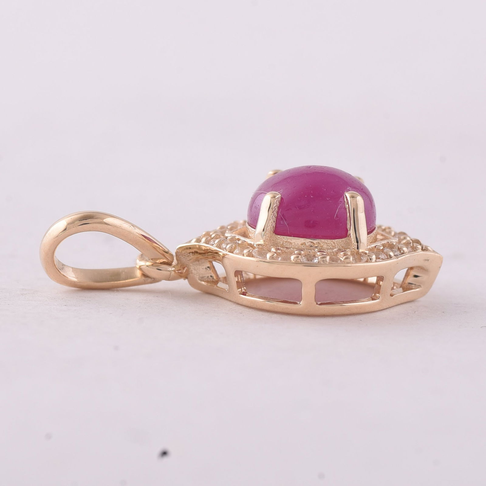 1.18 Ct Round Ruby 9K Gold Pendant - 3