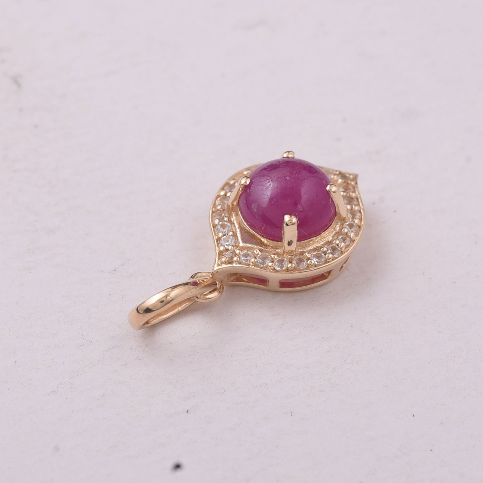 1.18 Ct Round Ruby 9K Gold Pendant - 4