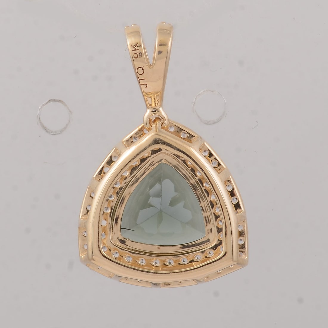 1.64 Ct Trillion Tourmaline 9K Gold Pendant - 2