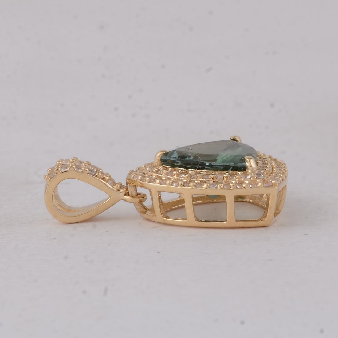 1.64 Ct Trillion Tourmaline 9K Gold Pendant - 3