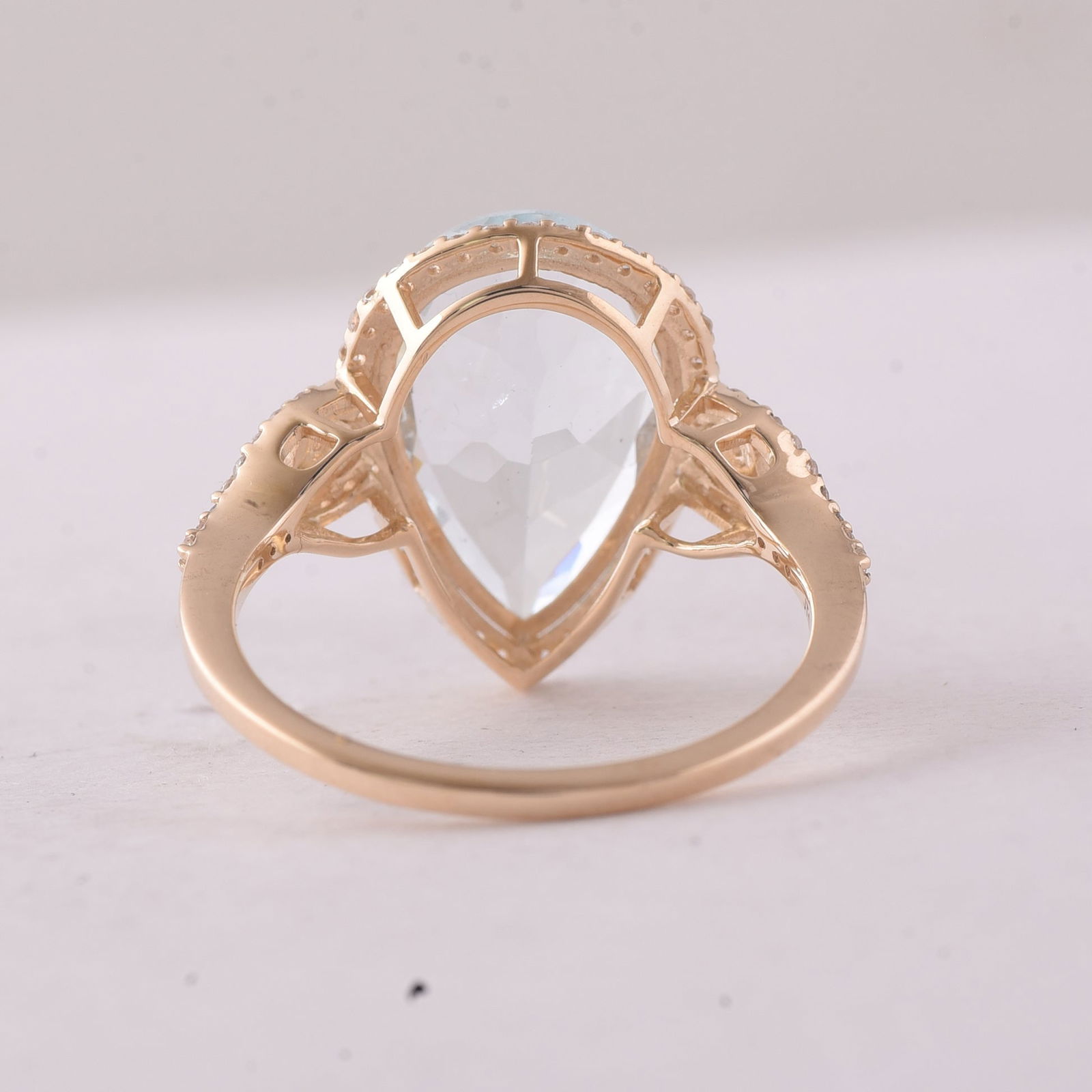 4.05 Ct Pear Aquamarine 9K Gold Ring - 3