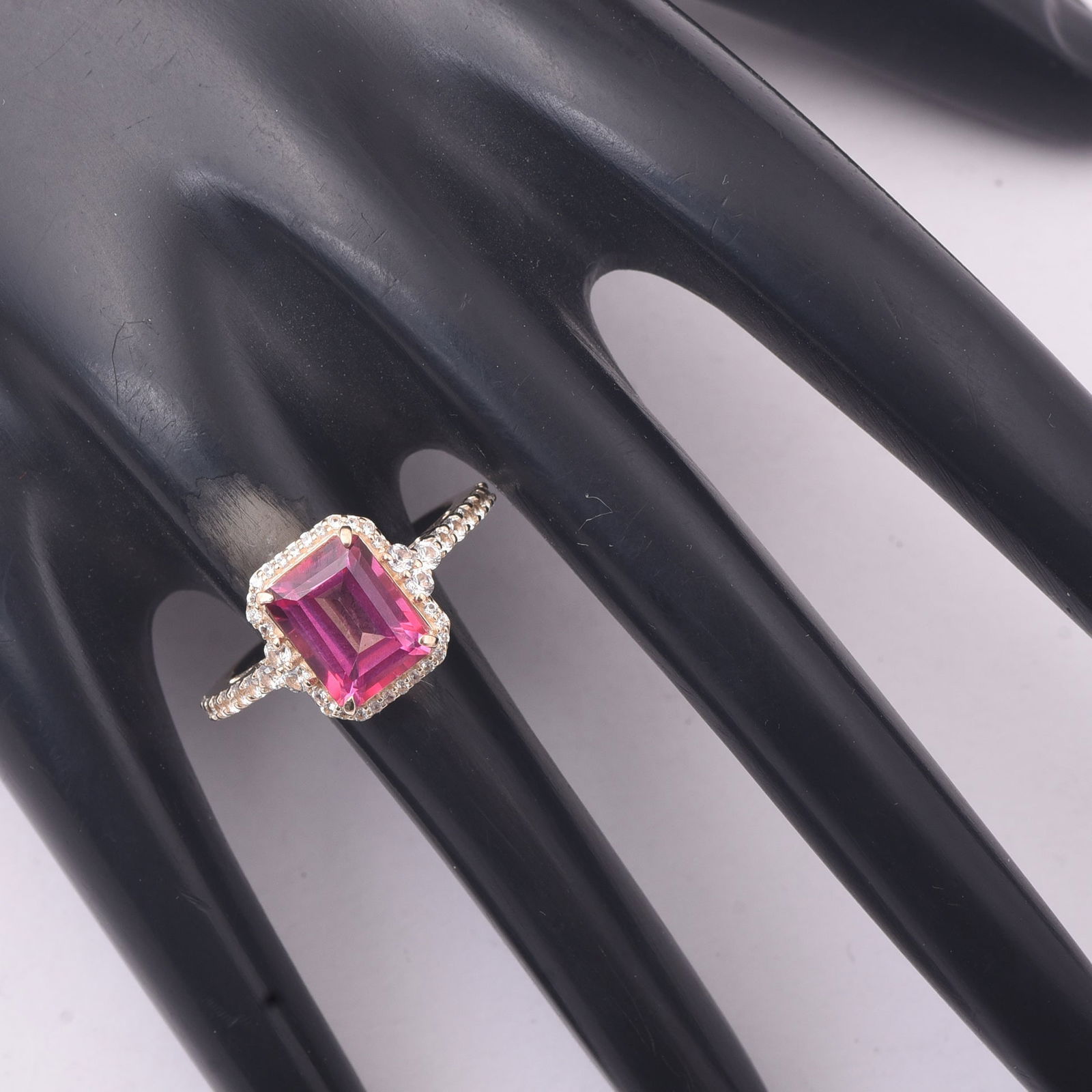 3.49 Ct Octagon Pink Topaz 9K Gold Ring - 2