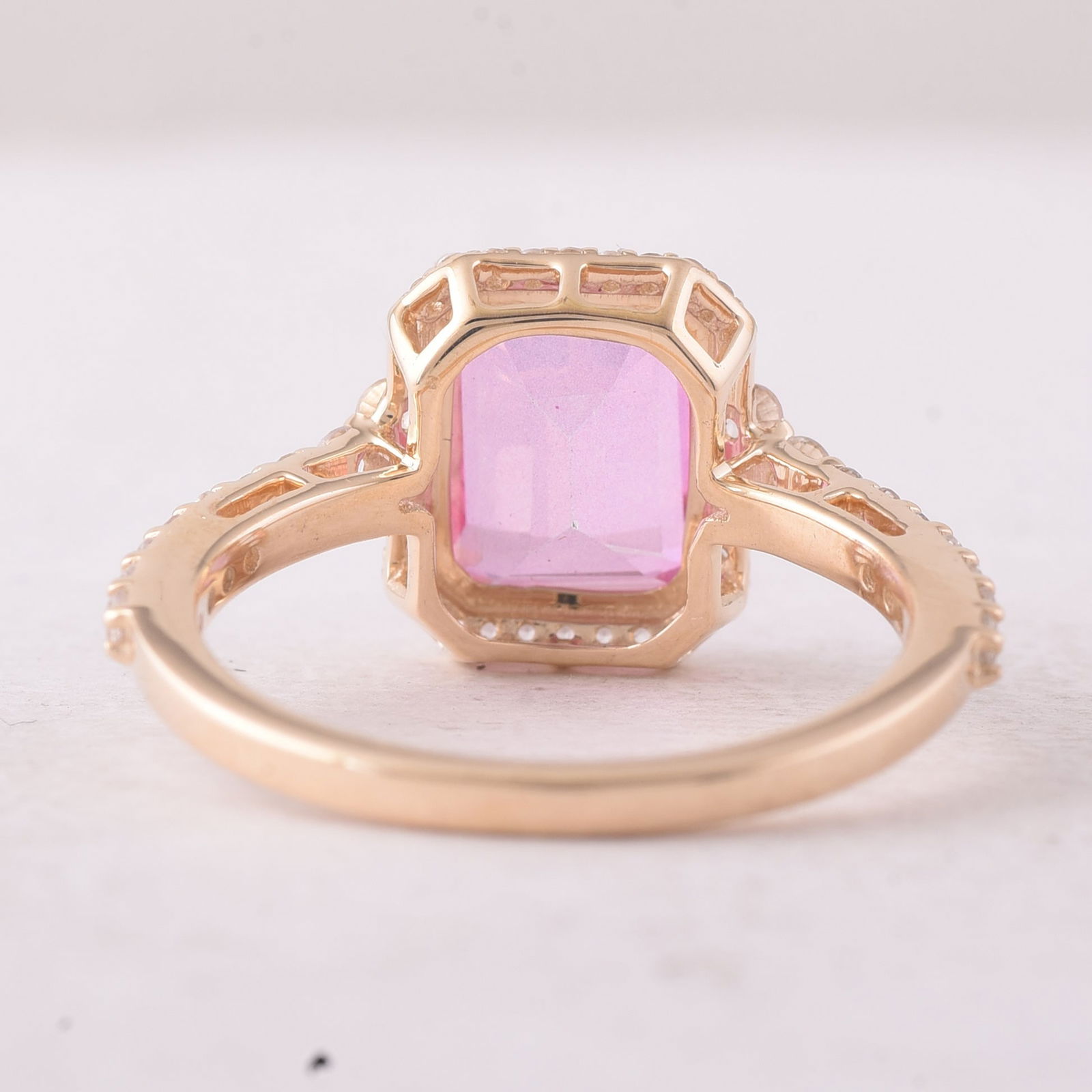 3.49 Ct Octagon Pink Topaz 9K Gold Ring - 3