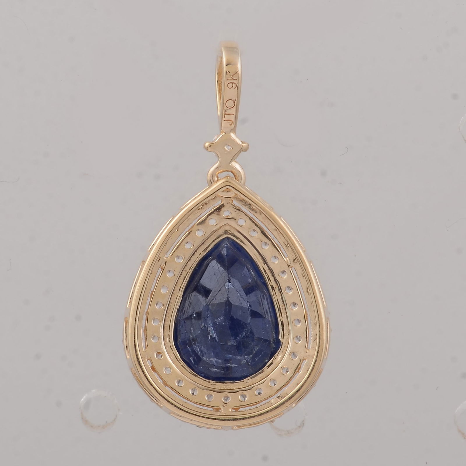 3.35 Ct Pear Sapphire 9K Gold Pendant - 2
