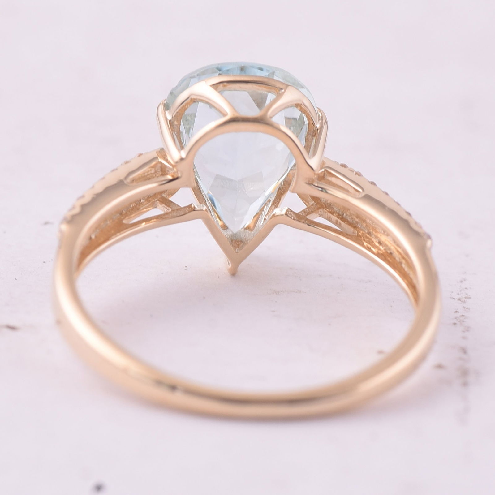 2.24 Ct Pear Aquamarine 9K Gold Ring - 3