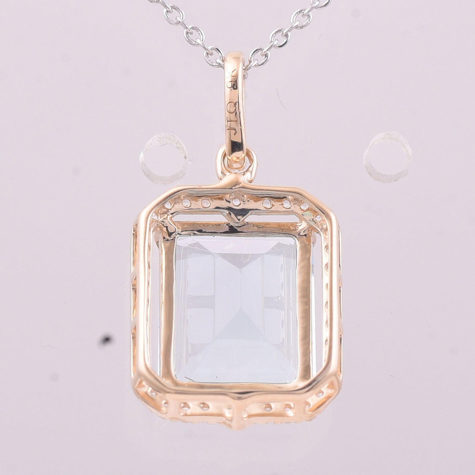 4.41 Ct Octagon Blue Topaz 9K Gold Pendant - 2