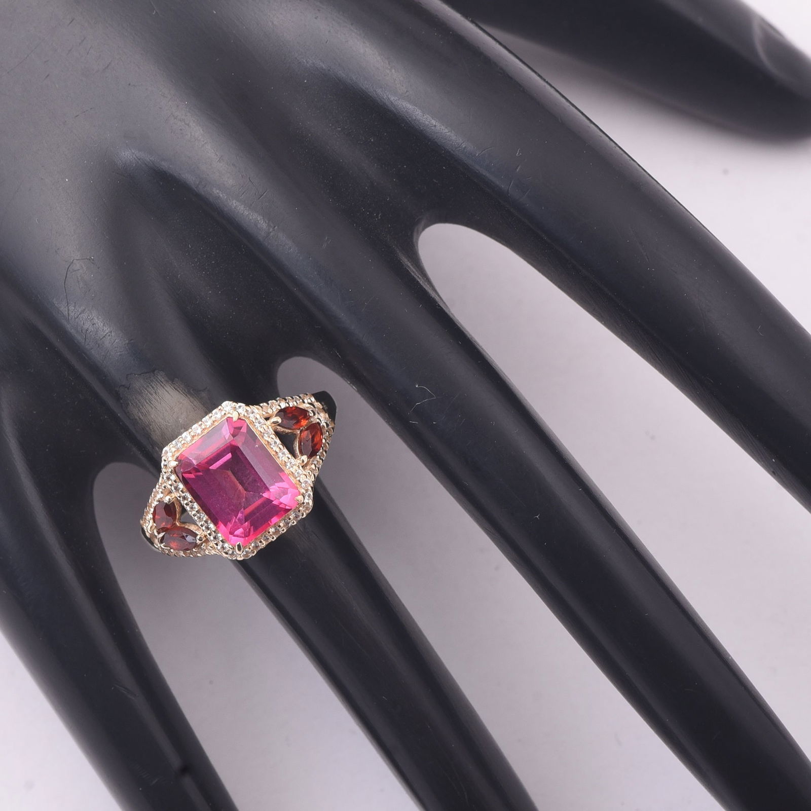 3.80 Ct Octagon Pink Topaz 9K Gold Ring - 2