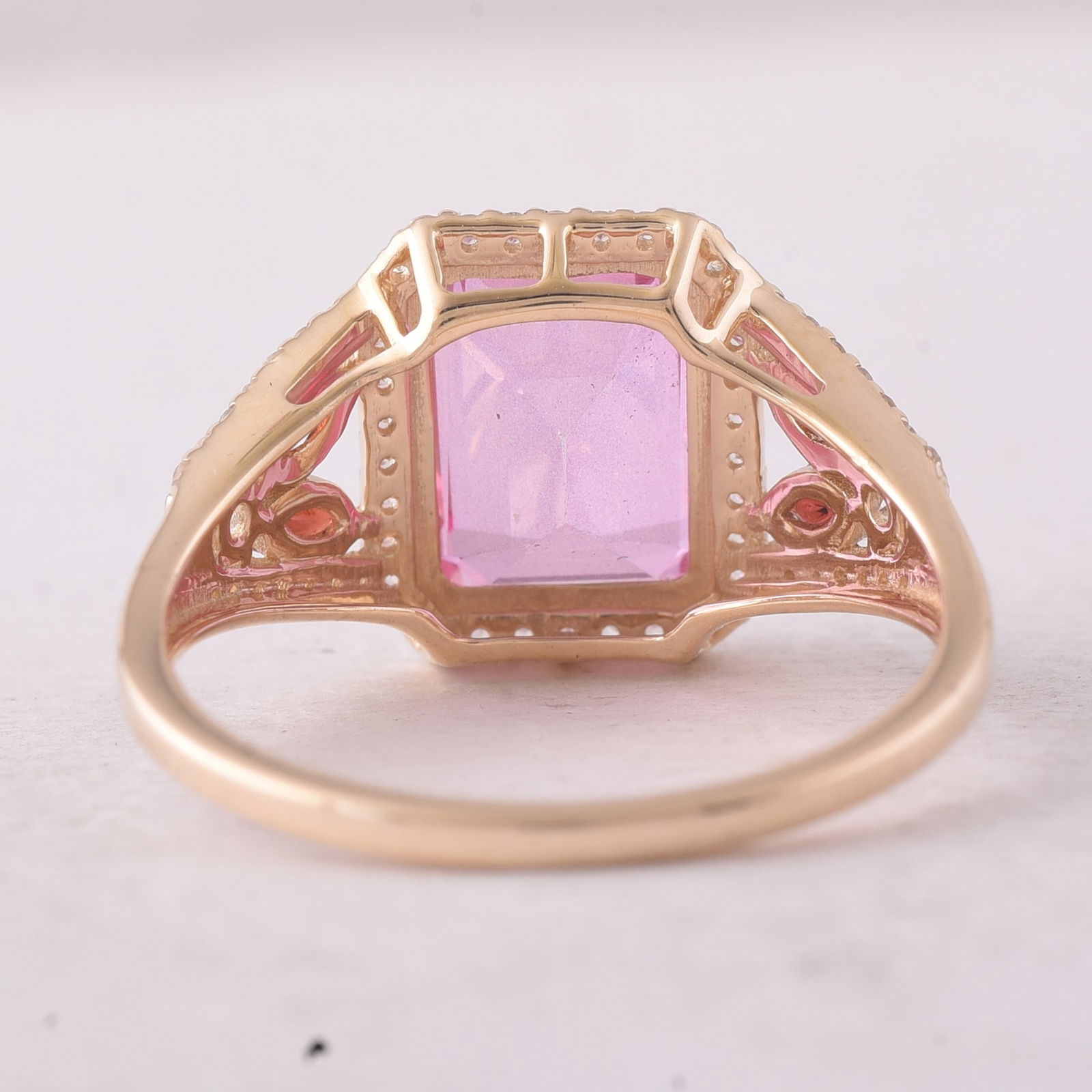 3.80 Ct Octagon Pink Topaz 9K Gold Ring - 3