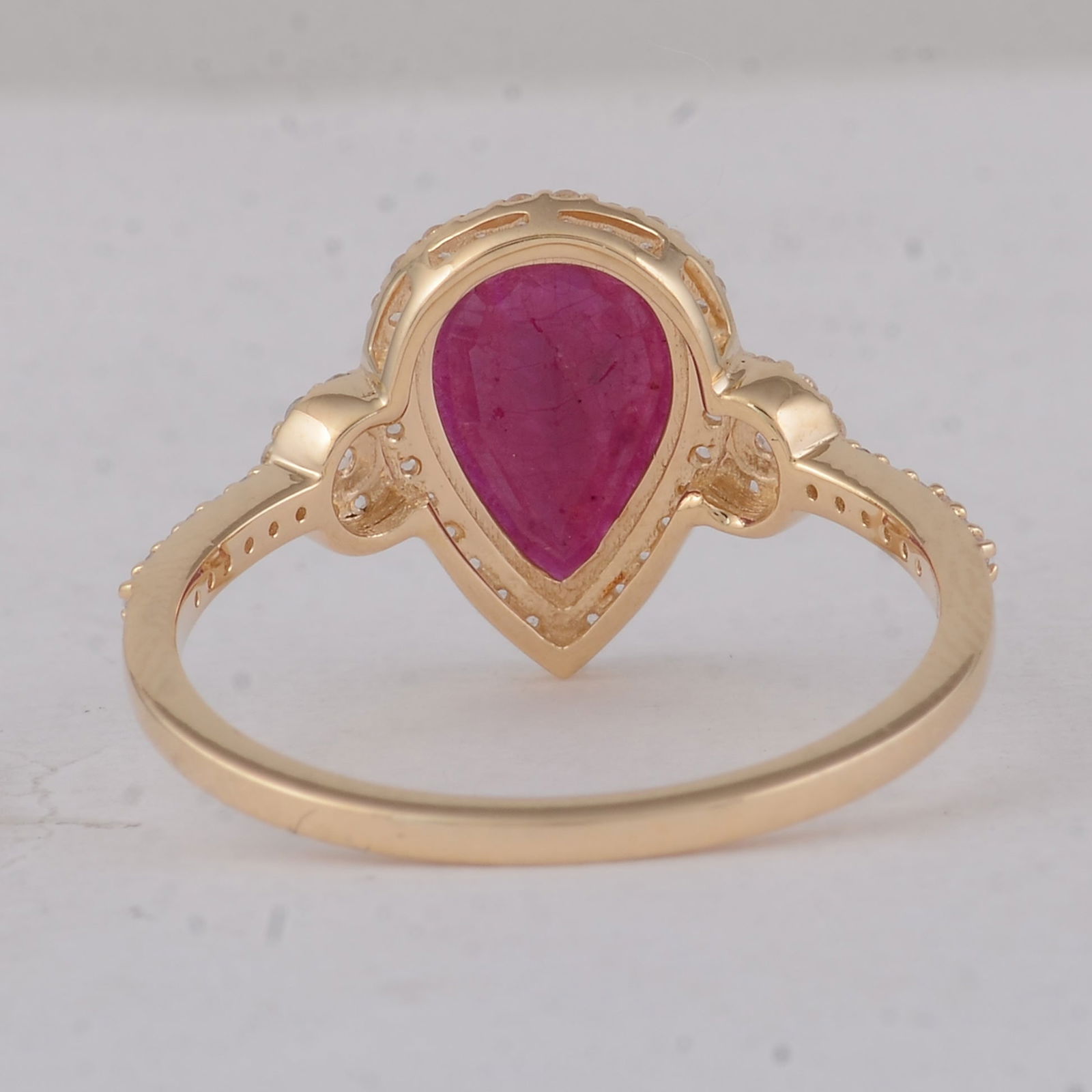 1.49 Ct Pear Ruby 9K Gold Ring - 4