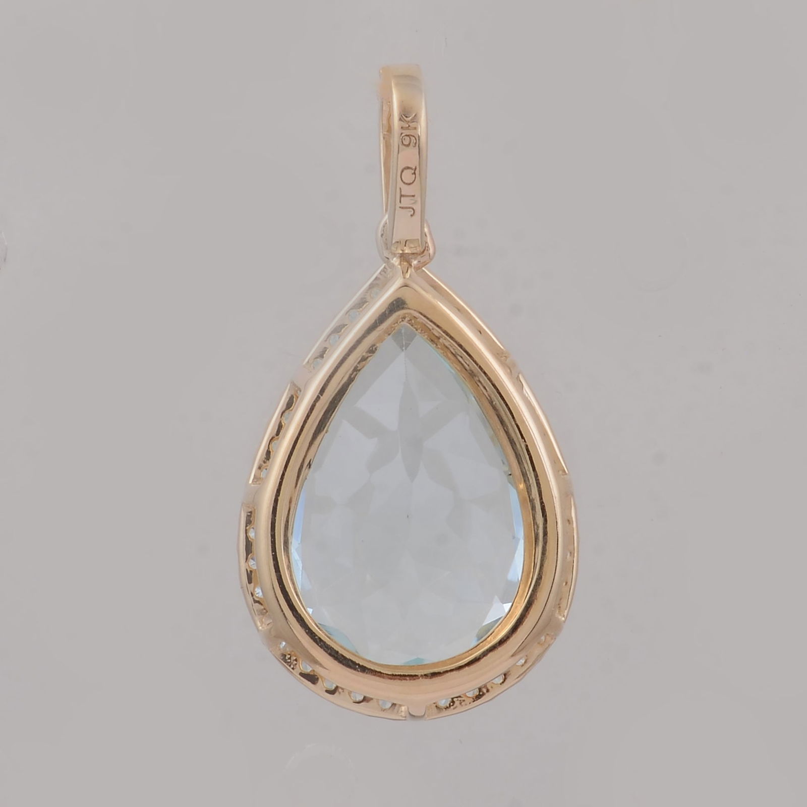 3.30 Ct Pear Aquamarine 9K Gold Pendant - 2