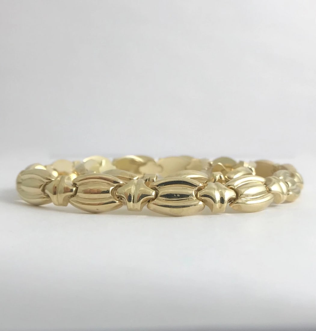 Vintage Italian Oval Chain Link Necklace 14K Yellow Gold, 16.5 Inches, 27.37 Gr - 5