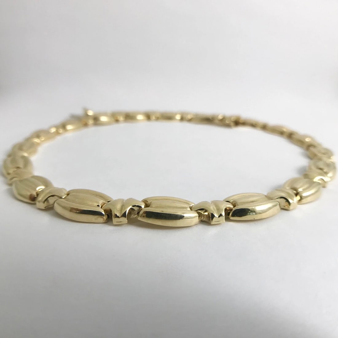 Vintage Italian Oval Chain Link Necklace 14K Yellow Gold, 16.5 Inches, 27.37 Gr - 8