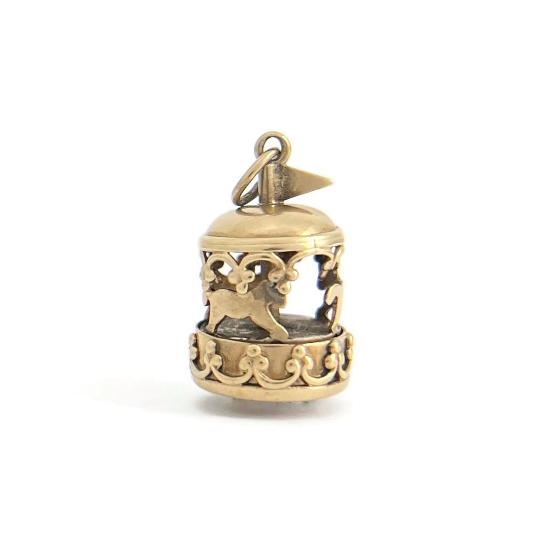 Vintage 1950's Carousel Merry-Go-Round Movable Charm 14K Yellow Gold, 2.91 Grams: Title: Vintage 1950's Carousel Merry-Go-Round Movable Charm 14K Yellow Gold, 2.91 Grams Description: Vintage 1950's Carousel Merry-Go-Round Movable Charm 14K Yellow Gold, 2.91 Grams This is a unique m