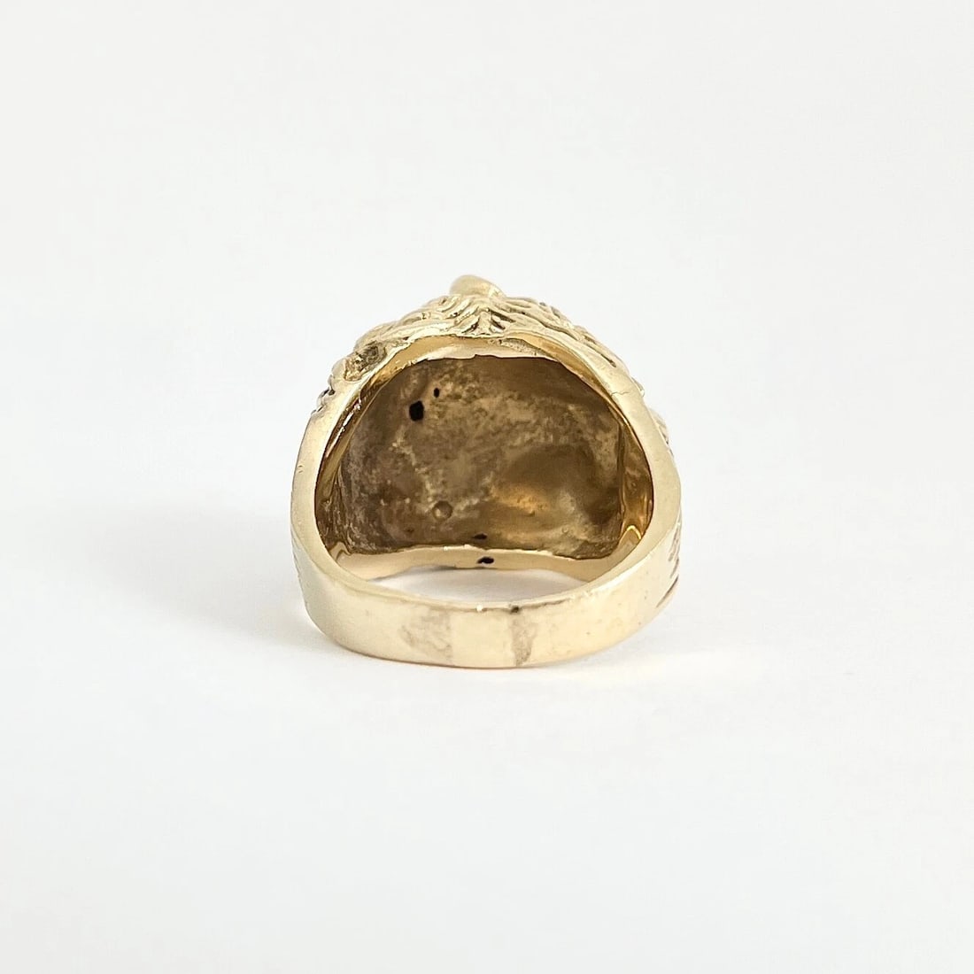 Vintage 1940's 1950's Diamond Lion Head Ring 14K Yellow Gold, 20.01 Grams - 10