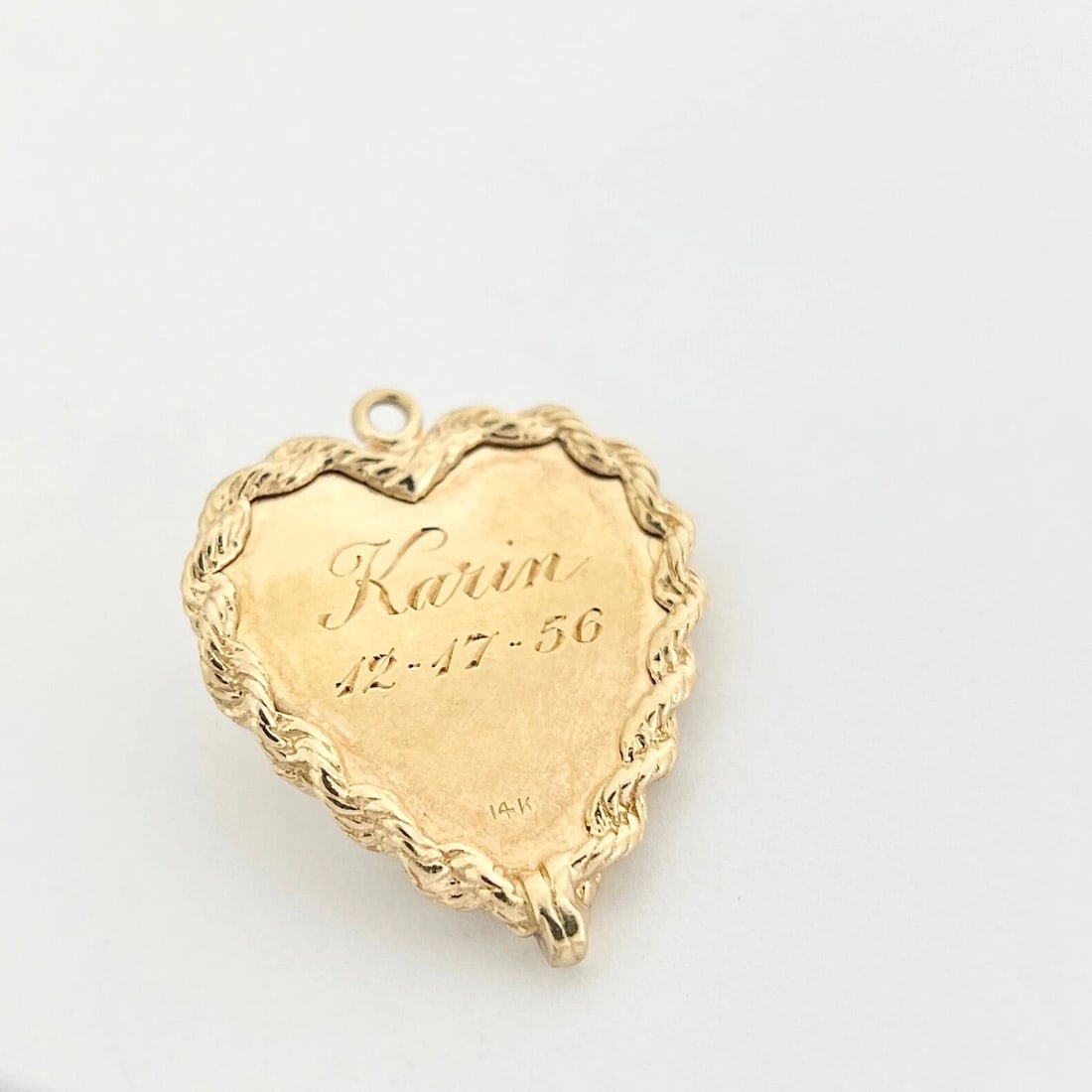 Vintage 1950's Pearl Topaz Child Heart Pendant Charm 14K Yellow Gold, 7.29 Gram - 3