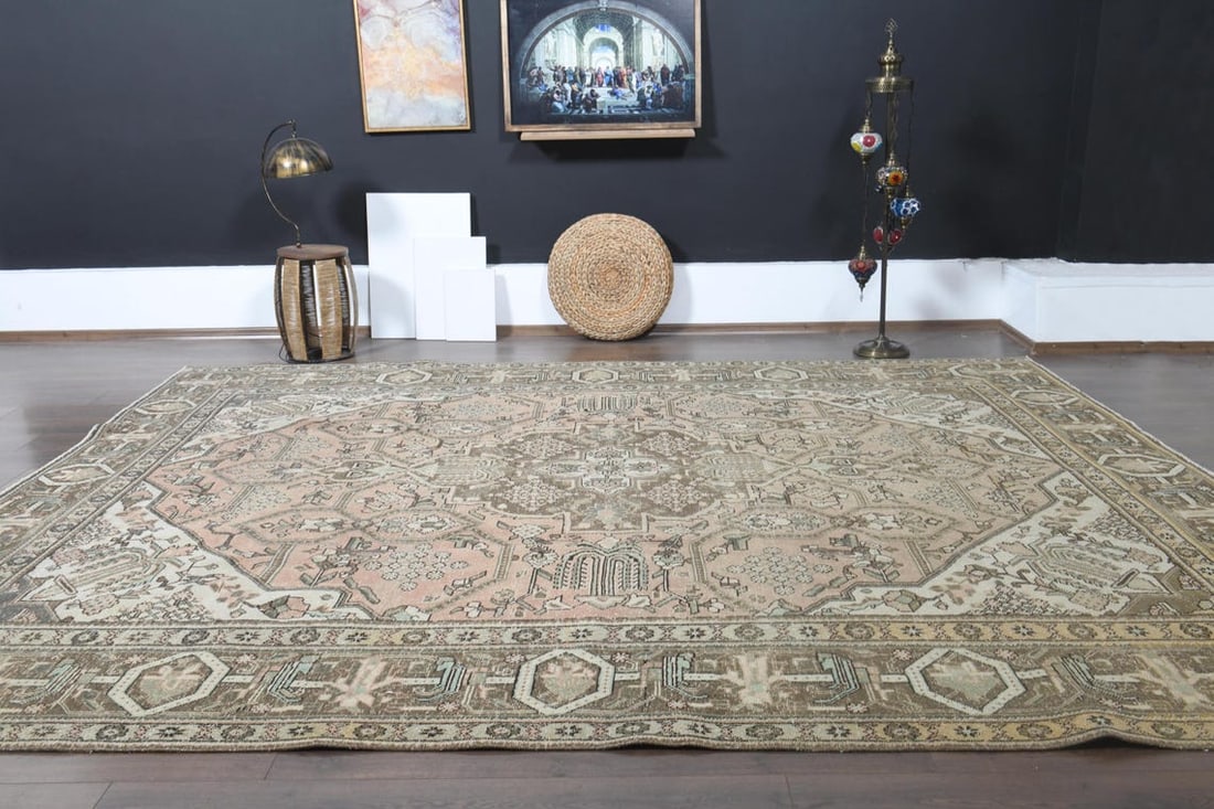 9'8x12'1 ft, ORANGE MINIMALIST RUG, Oversized - 10