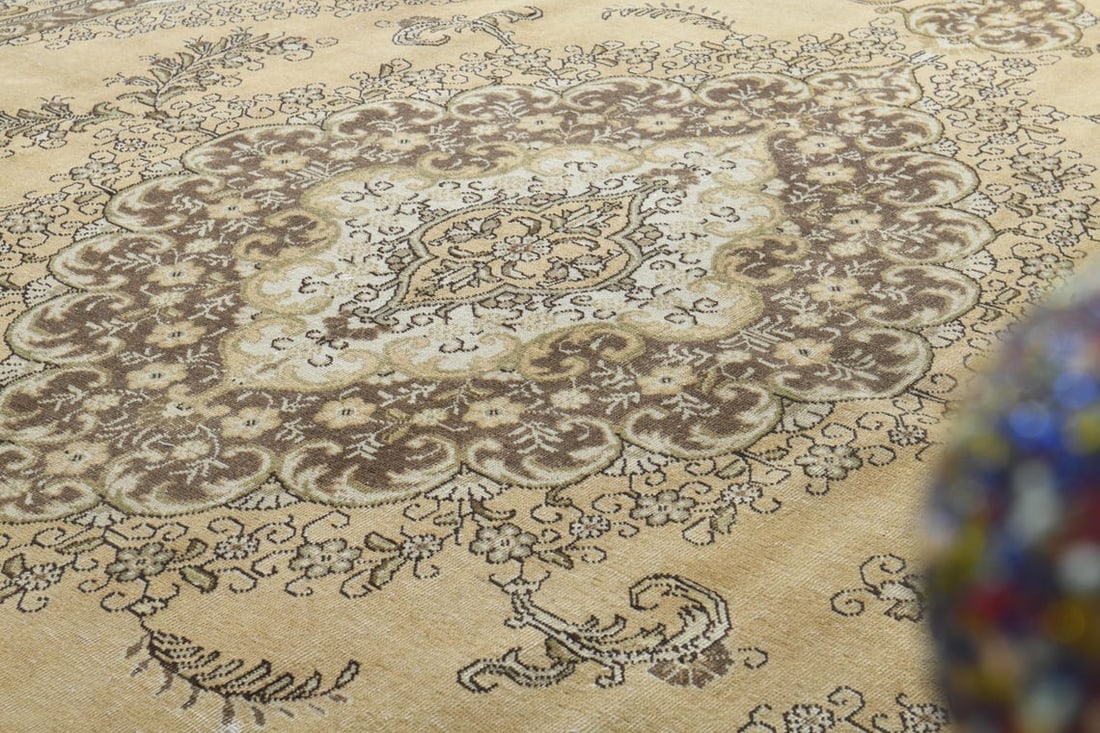 9'1x12'7 ft, ORANGE MINIMALIST RUG, Oversized Persian - 3