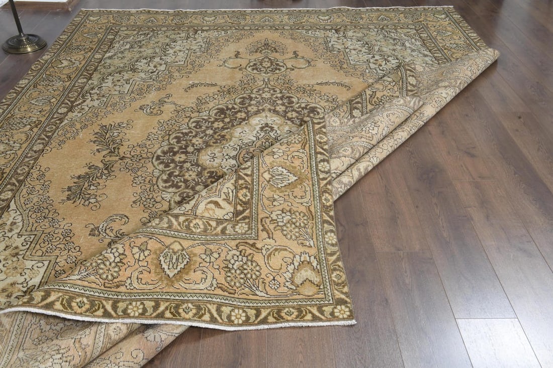 9'1x12'7 ft, ORANGE MINIMALIST RUG, Oversized Persian - 6