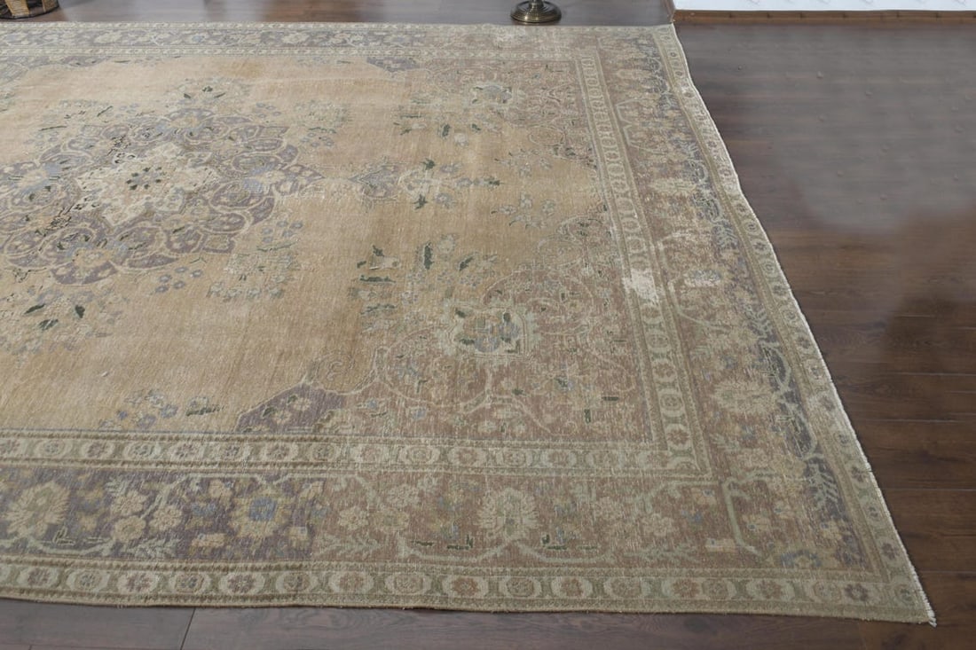 9'7x12'9 ft, ORANGE OVERSIZED RUG, Vintage Décor - 5