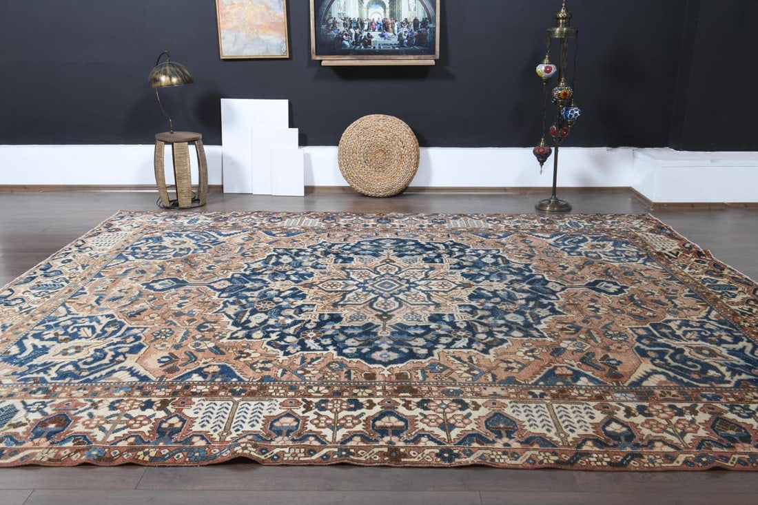 9'5x11'9 ft, OVERSIZED PERSIAN RUG, Brown Blue - 10