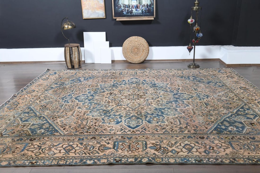 9'7x12'4 ft, ORANGE MINIMALIST RUG, Oversized Persian - 10