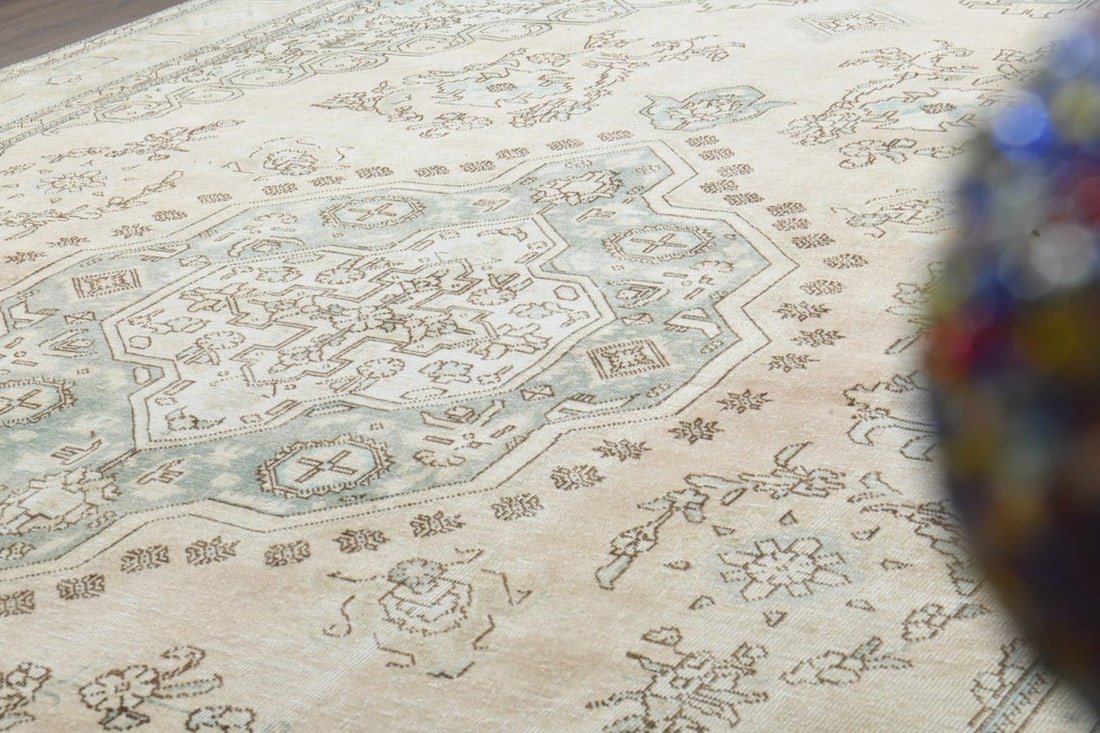 9'7x12'7 ft, PERSIAN OVERSIZED RUG, Orange Green - 9