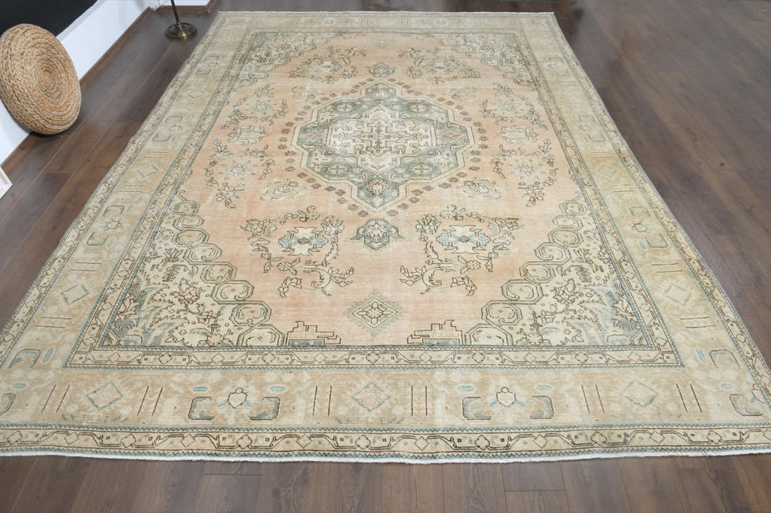 9'7x12'7 ft, PERSIAN OVERSIZED RUG, Orange Green - 2