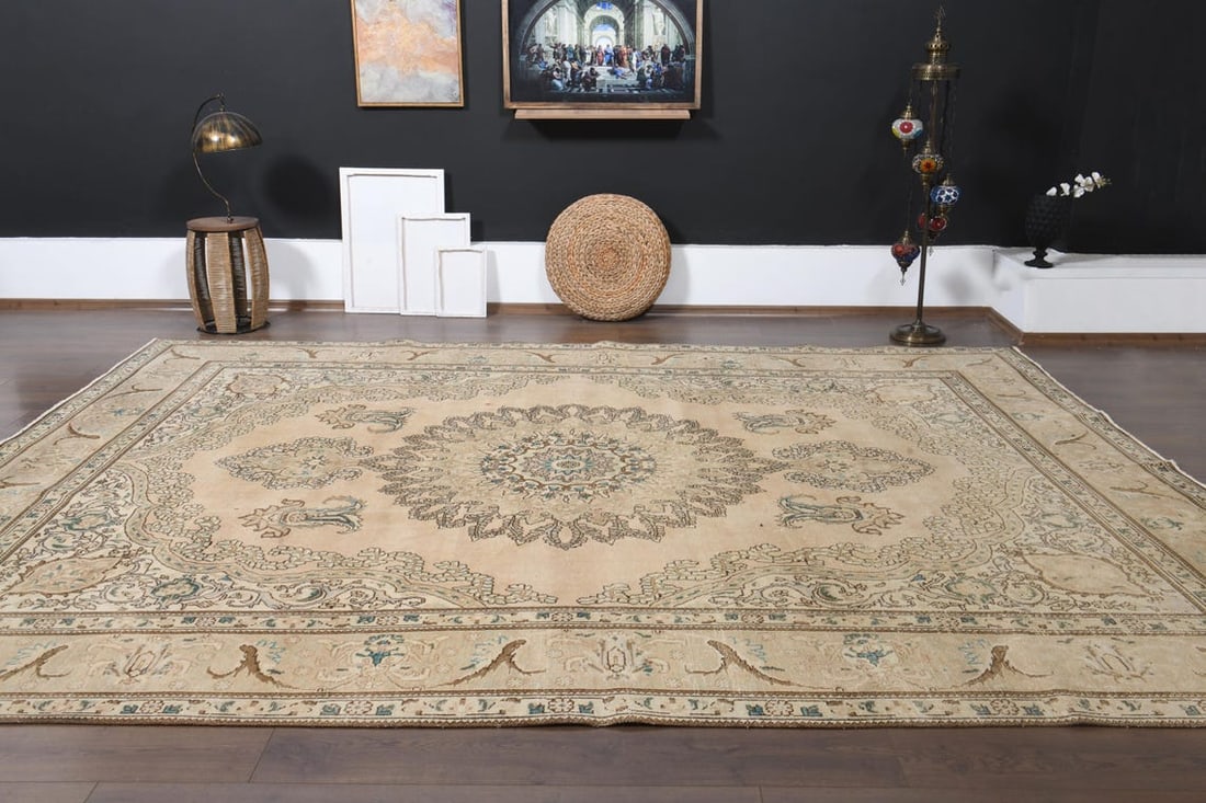 9'5x12'5 ft, ORANGE MINIMALIST RUG, Oversized Persian - 10