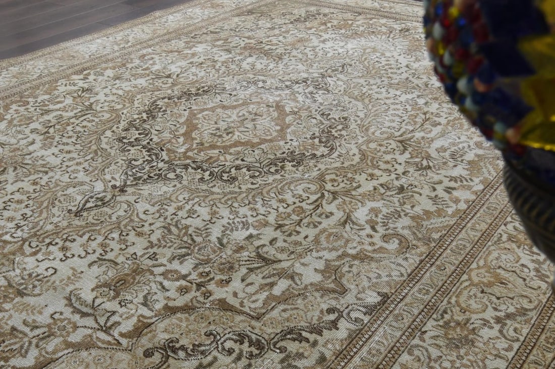 7.8x11.5 ft, PERSIAN MINIMALIST RUG, Oversized Antique - 9