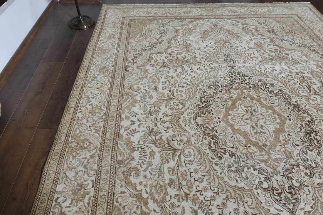7.8x11.5 ft, PERSIAN MINIMALIST RUG, Oversized Antique - 4