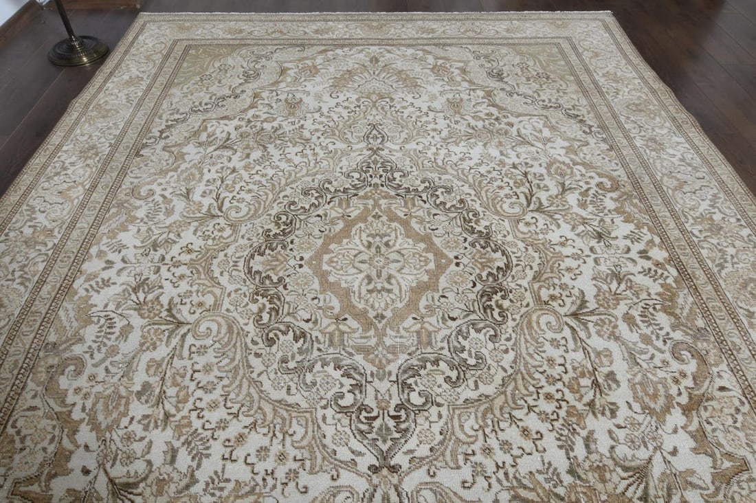 7.8x11.5 ft, PERSIAN MINIMALIST RUG, Oversized Antique - 7