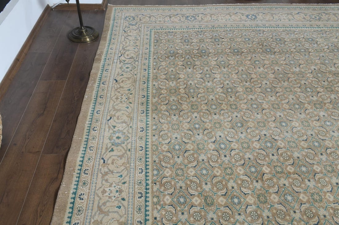 9.1x13.5 ft, PERSIAN NEUTRAL RUG, Oversized Antique - 9