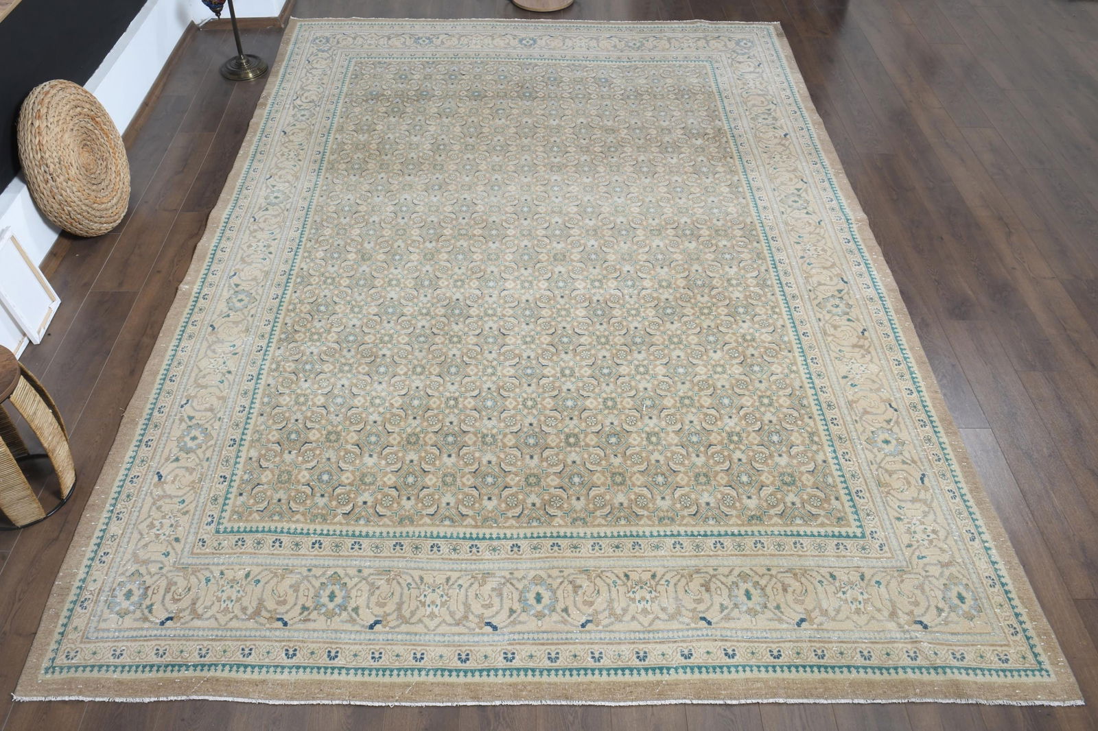 9.1x13.5 ft, PERSIAN NEUTRAL RUG, Oversized Antique - 11