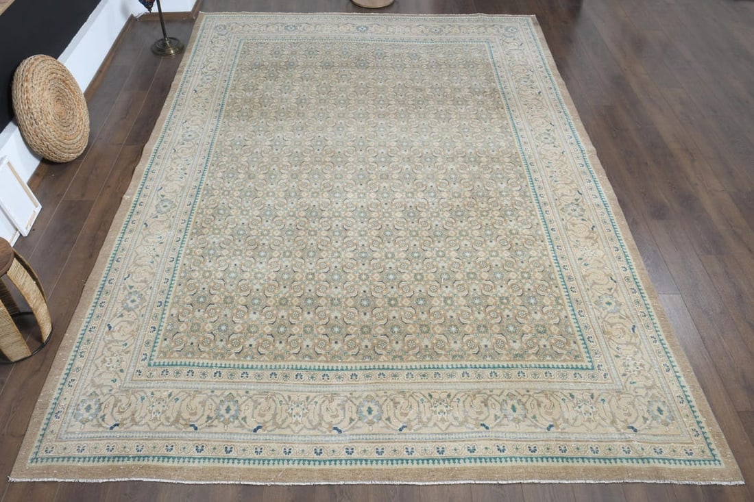 9.1x13.5 ft, PERSIAN NEUTRAL RUG, Oversized Antique - 2