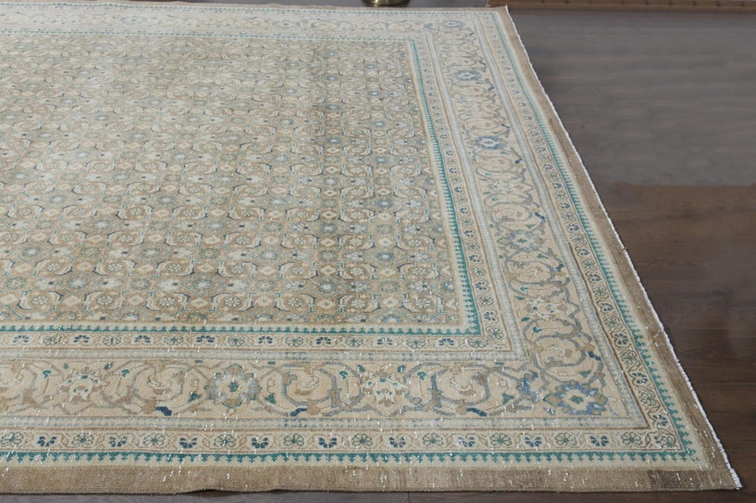 9.1x13.5 ft, PERSIAN NEUTRAL RUG, Oversized Antique - 6