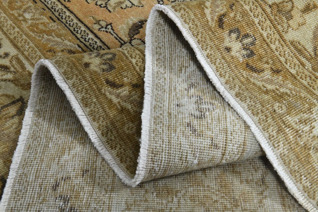 9'6x12'6 ft, OVERSIZED PERSIAN RUG, Orange: Title: 9'6x12'6 ft, OVERSIZED PERSIAN RUG, Orange Origin: Turkey Date/Period: 1960 - 1970 Materials: Wool and Cotton Size: Width: 9.6 feet; Length: 12.6 feet Description: This Turkish one-of-a-kind An