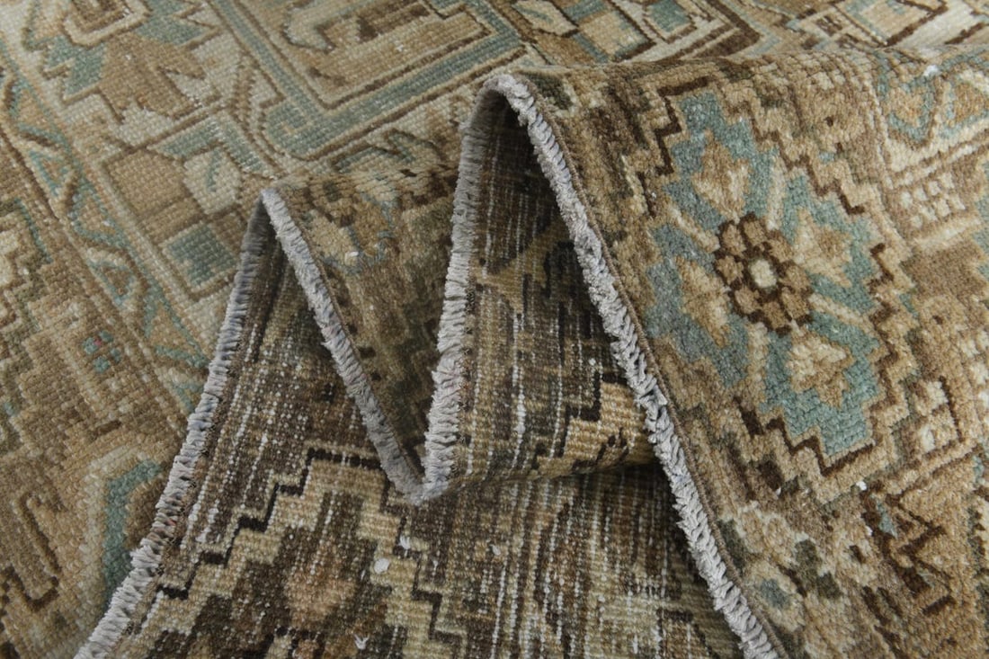 8.3x10.2 ft, HERIZ PERSIAN RUG, Minimalist: Title: 8.3x10.2 ft, HERIZ PERSIAN RUG, Minimalist Origin: Turkey Date/Period: 1960 - 1970 Materials: Wool and Cotton Size: Width: 8.3 feet Length: 10.2 feet Description: This Turkish one-of-a-kind Ana